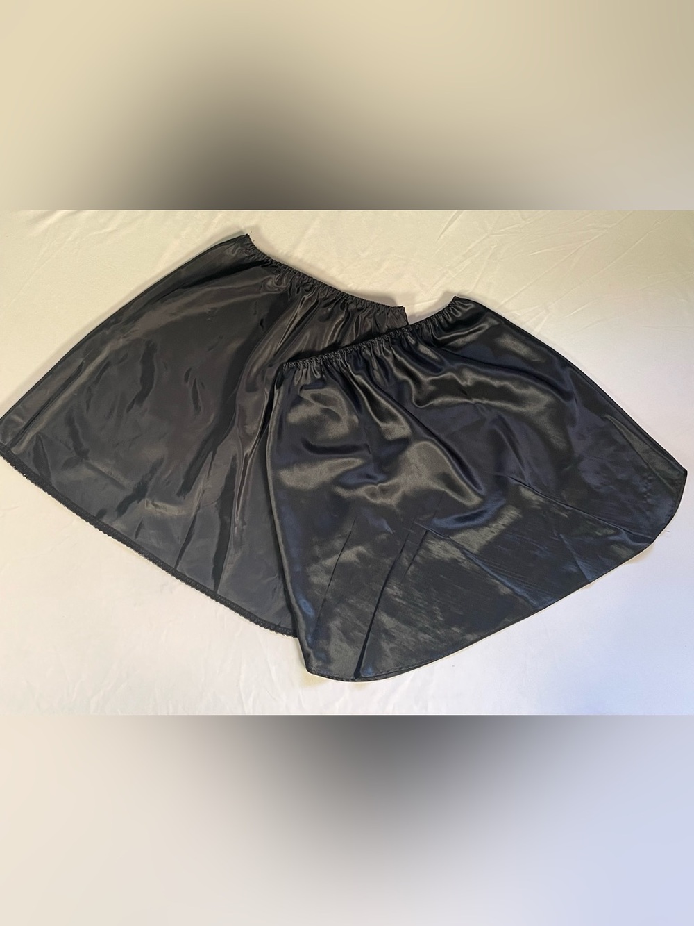 1980s Vintage Farr West Black Satin Half Slip Skirts - 2-Piece Bundle